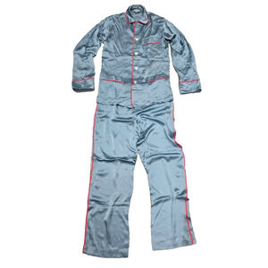 Olatz Midsummer 100% silk USA made Afternoon Long Pajama Set Small Blue A003316